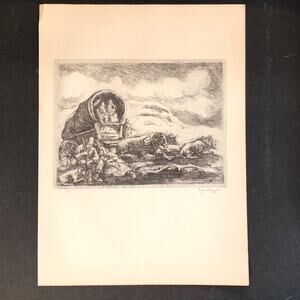 Eugene Higgins "Pioneers Resting" 1930s Art Print Treasury Collection Sketch Vtg